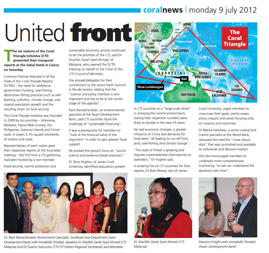 12th ICRS Newsletter Features State of the Coral Triangle Report Launch